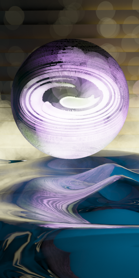 Purple sphere on water 