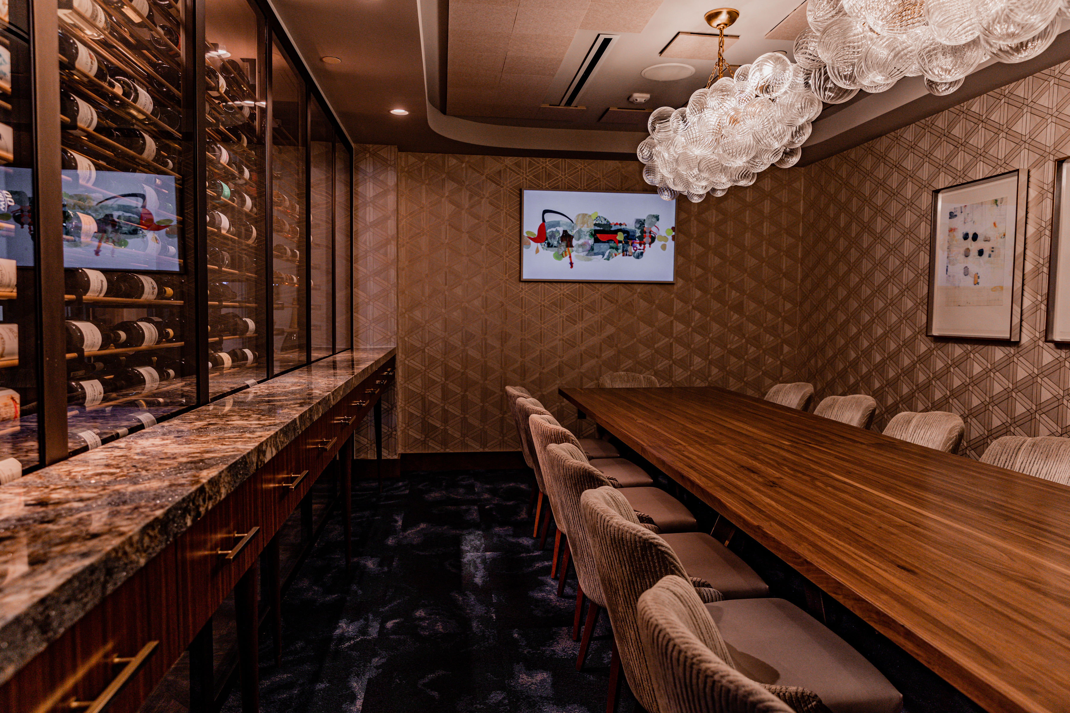 Chef prepared dishes and curated wines served at 55 Seventy