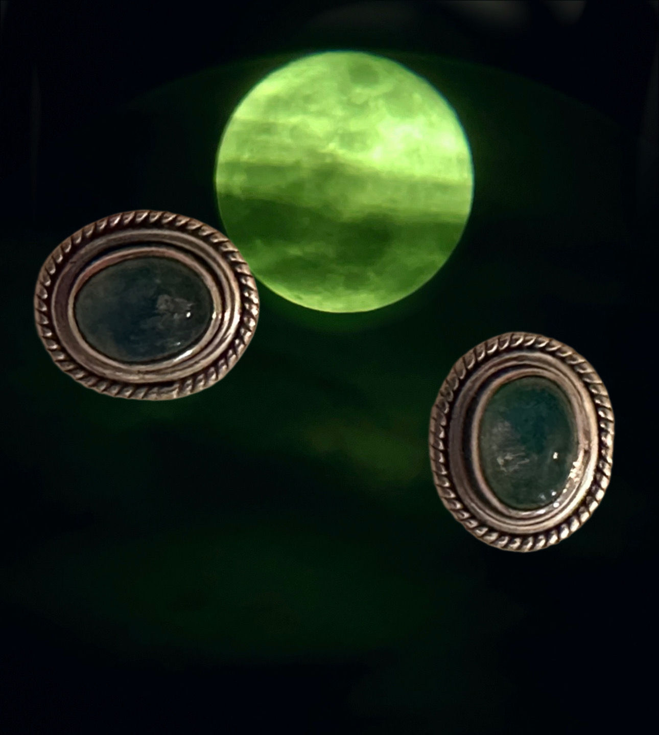 Rare Olympic Spirits/ earrings dark green