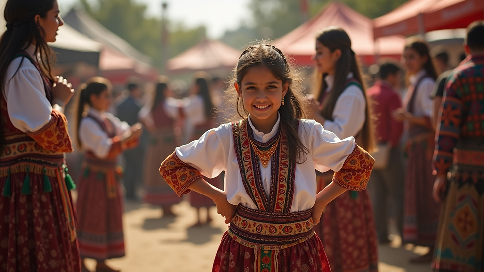 Eye-level view of a Kurdish cultural festival showcasing traditional dance and music