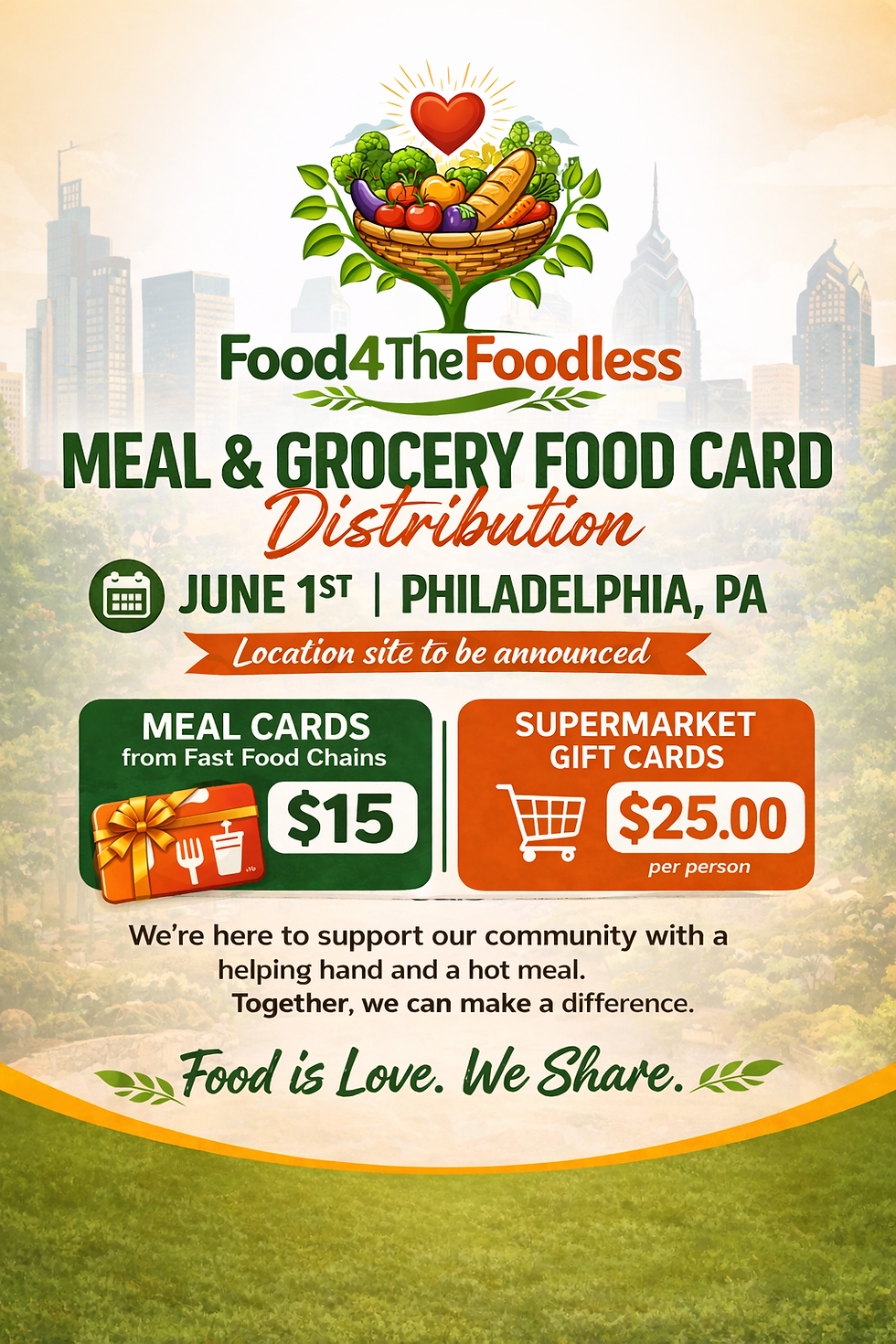 Food4thefoodless Meal Gift Cards Distribution