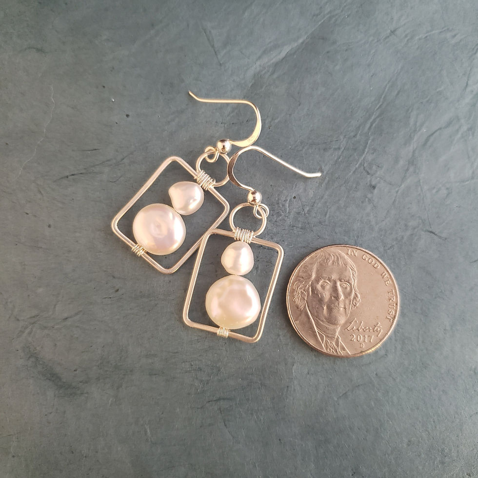 Thumbnail: Freshwater Pearls in Silver Rectangles