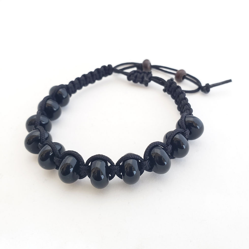 Thumbnail: Black Onyx Smooth Rondelle Shamballa