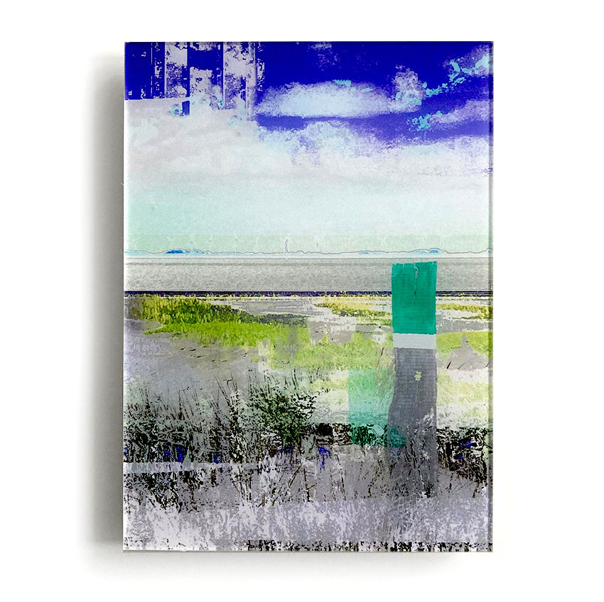 Abstrakte Kunst Coastal waters_2, Frontalansicht des Mini Kunstwerkes