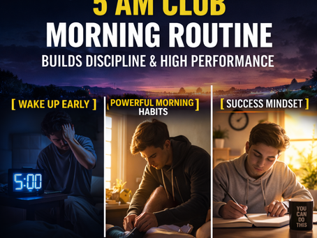 5 AM Club morning routine for discipline, productivity, and high performance with early waking habits and focused mindset