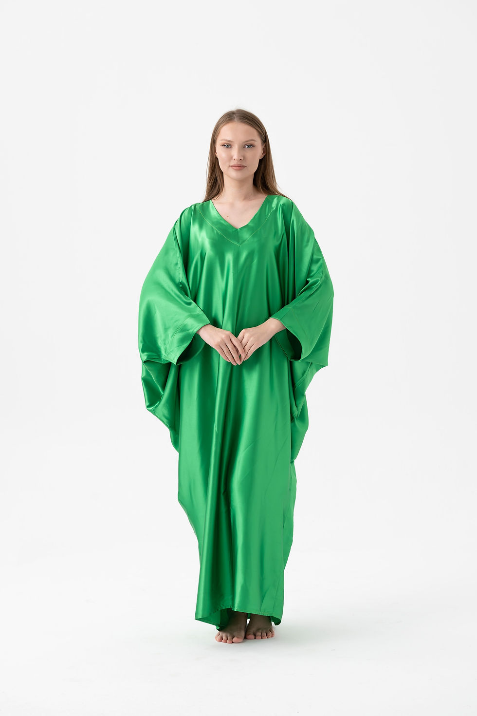 IAP Country Club Kelly Green Modest Kaftan - Front View