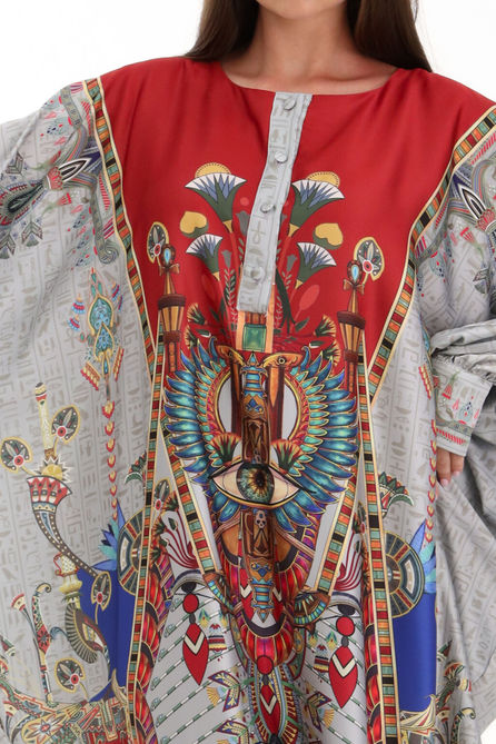 IAP Pharoh's Gateway to Afterlife Traditional Caftan - Close up View