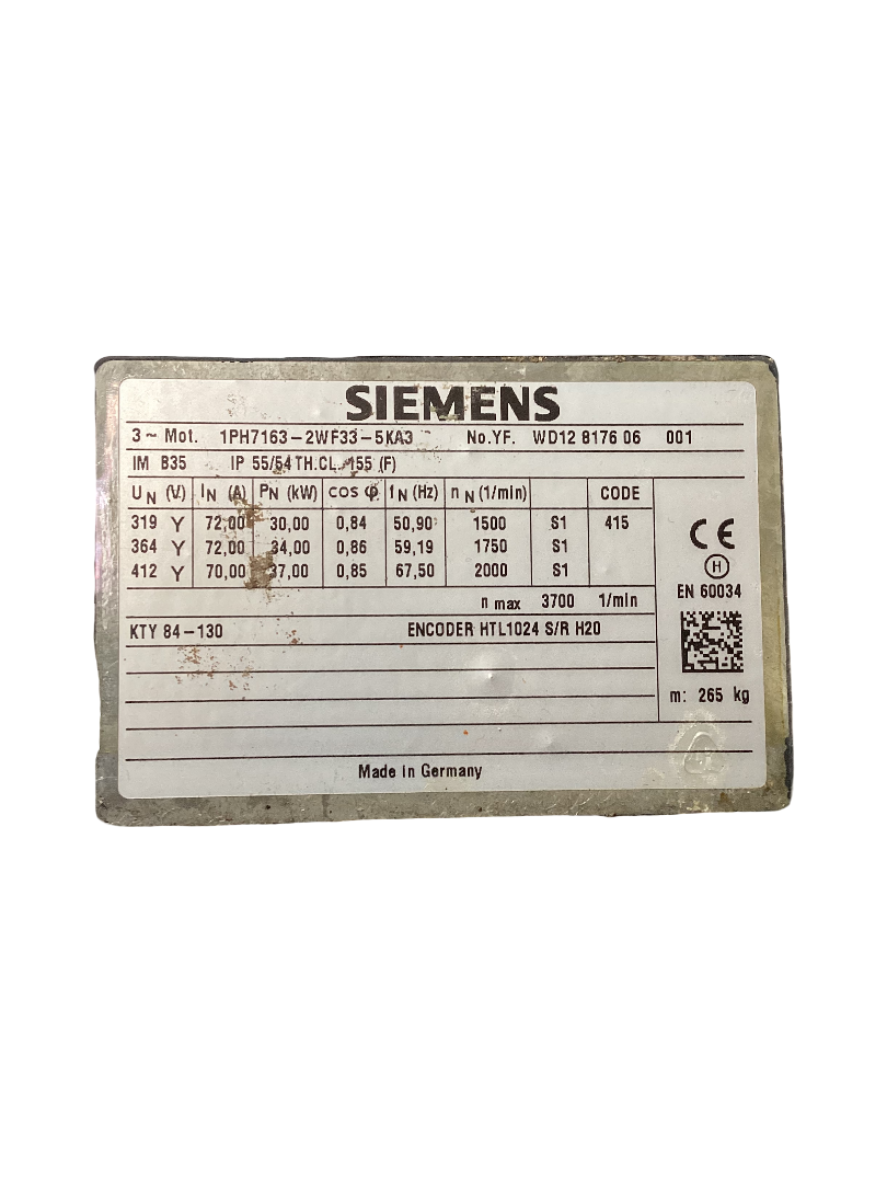 Miniaturbild: Siemens Spindelmotor 1PH7163-2WF33-5KA3