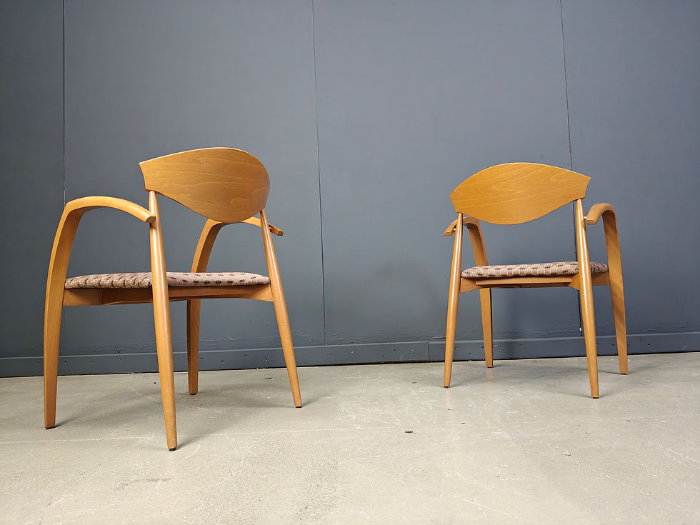 Thumbnail: Vintage spanish wooden  armchairs, 1990s set of 6