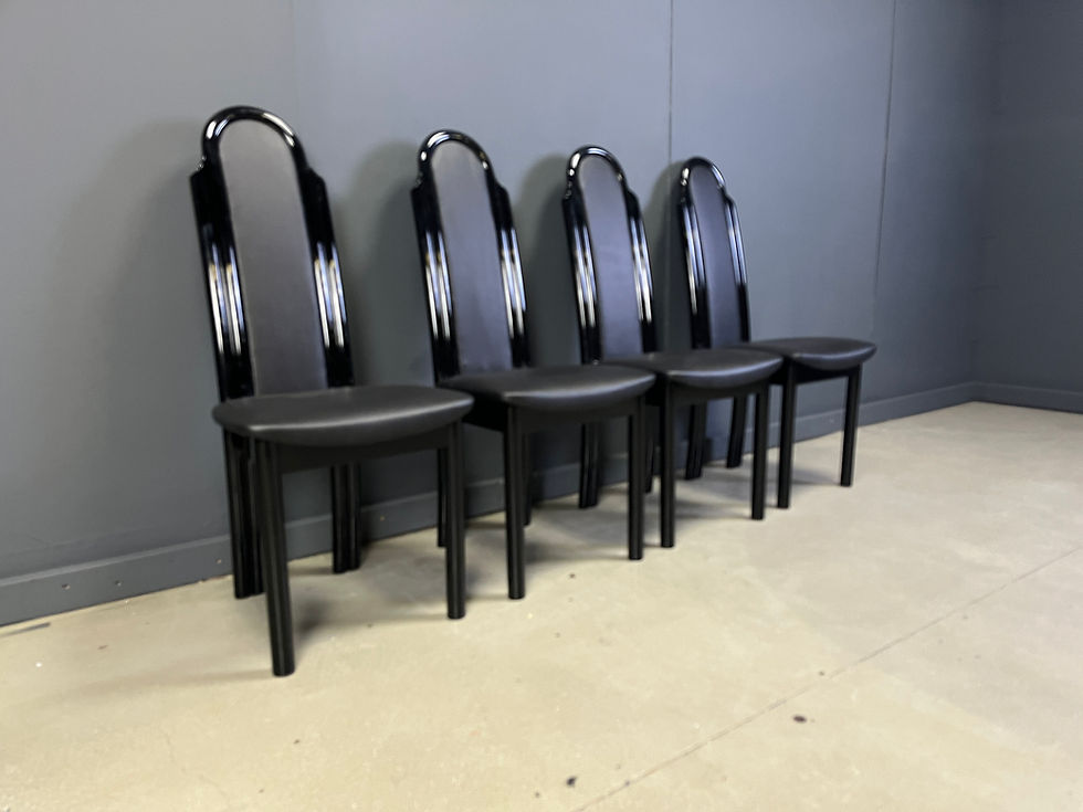 Thumbnail: Postmodern lacquered wood italian dining chairs, 1980s