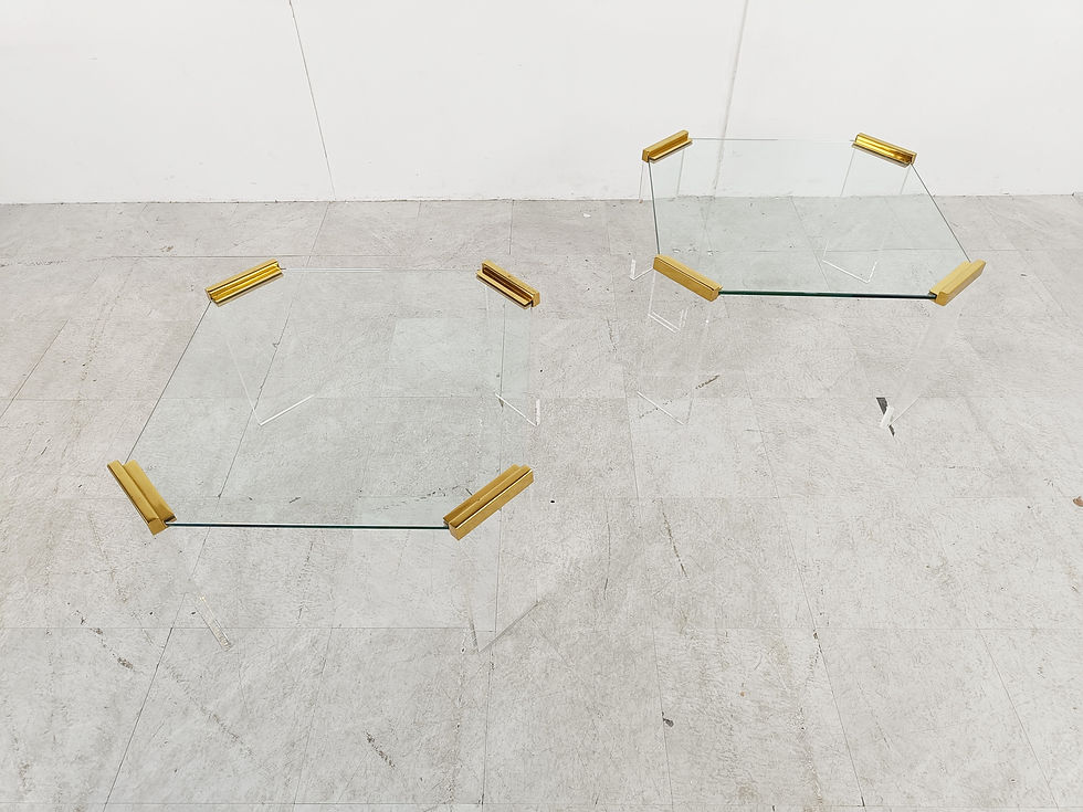 Thumbnail: Lucite and brass coffee or side tables, 1970s