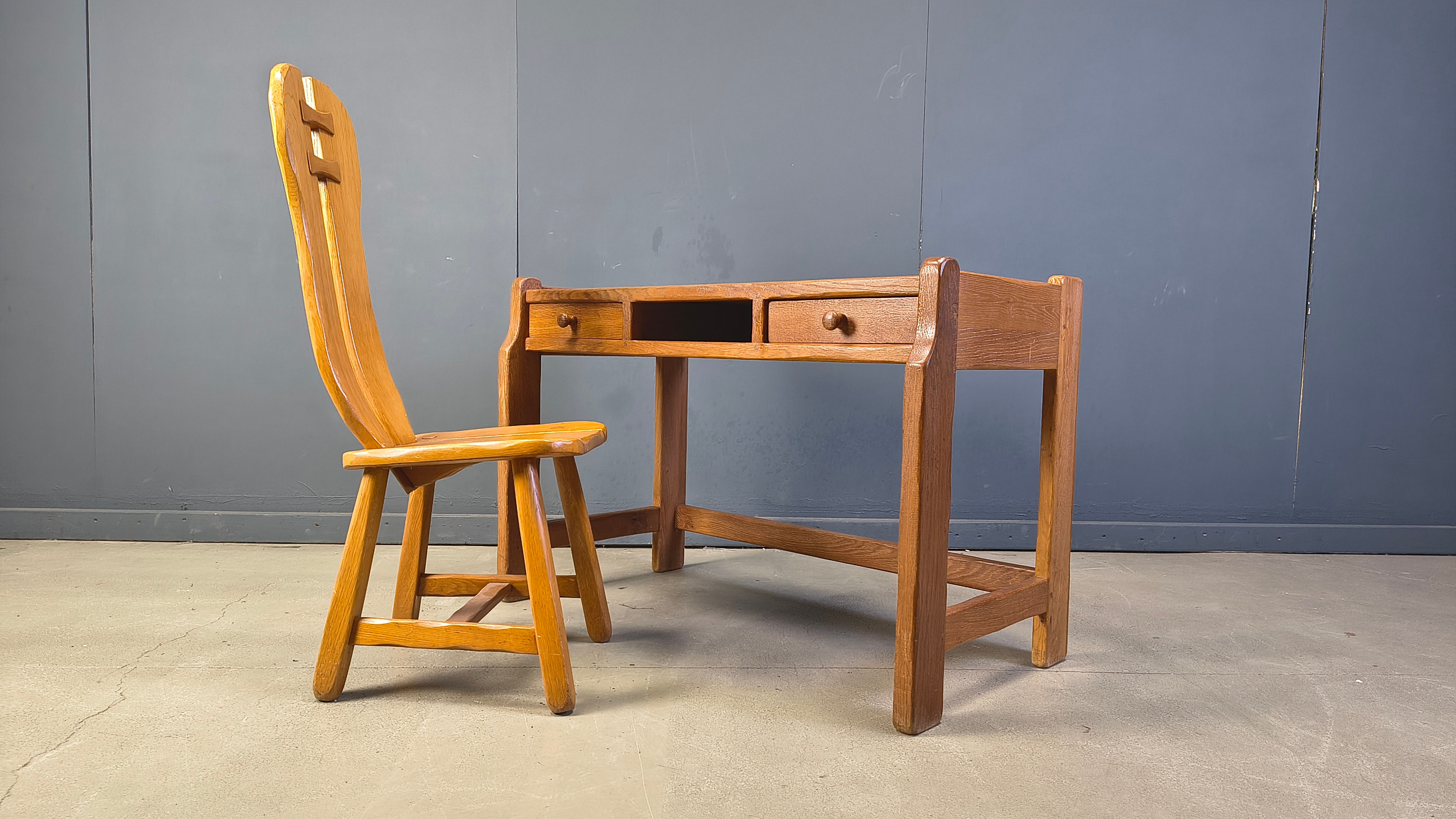 Vintage oak vanity table or desk by Depuydt Belgium, 1960s