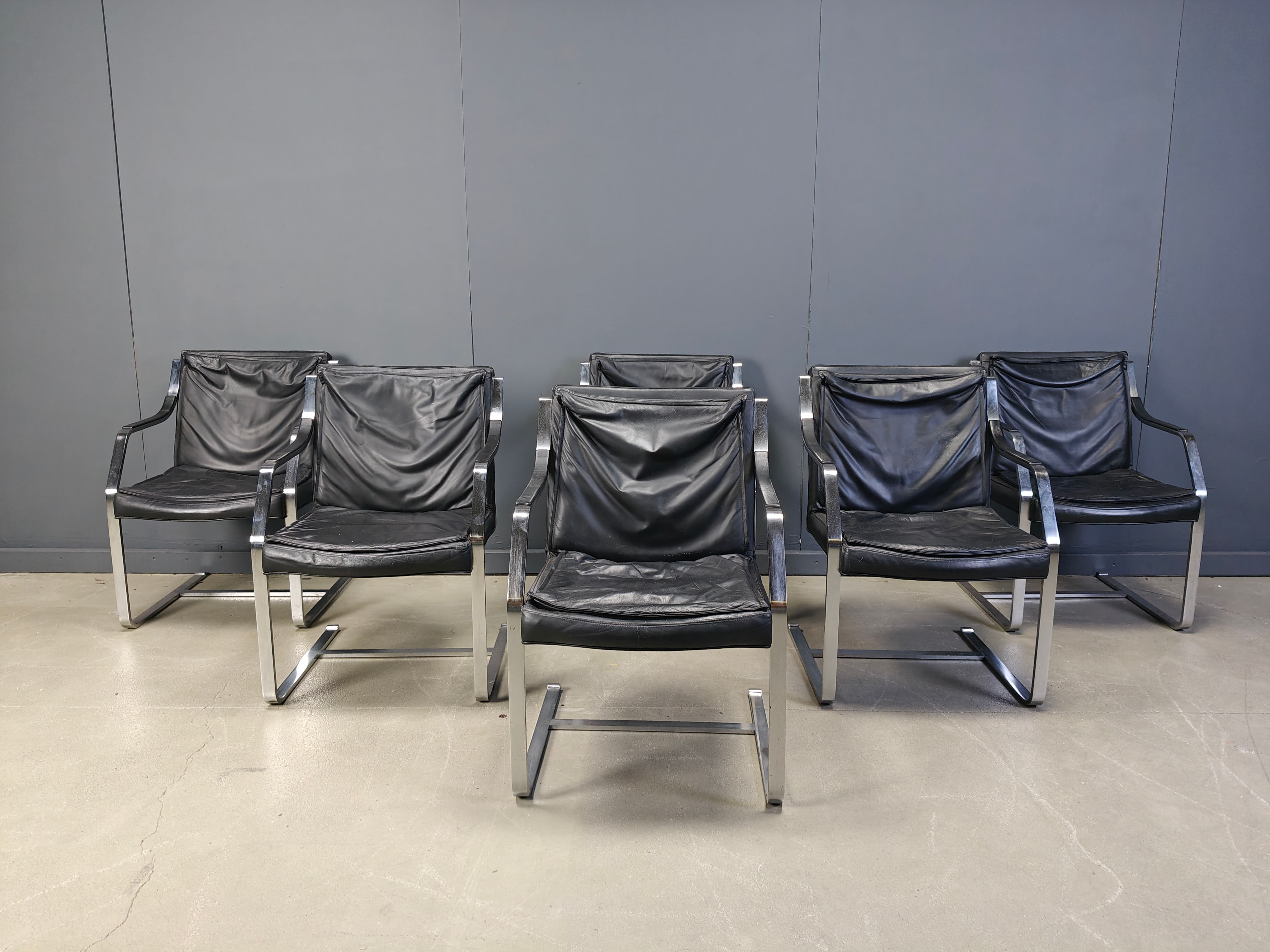 Set of 6 Rudolf Glatzel armchairs for Knoll Art Collection, 1980s