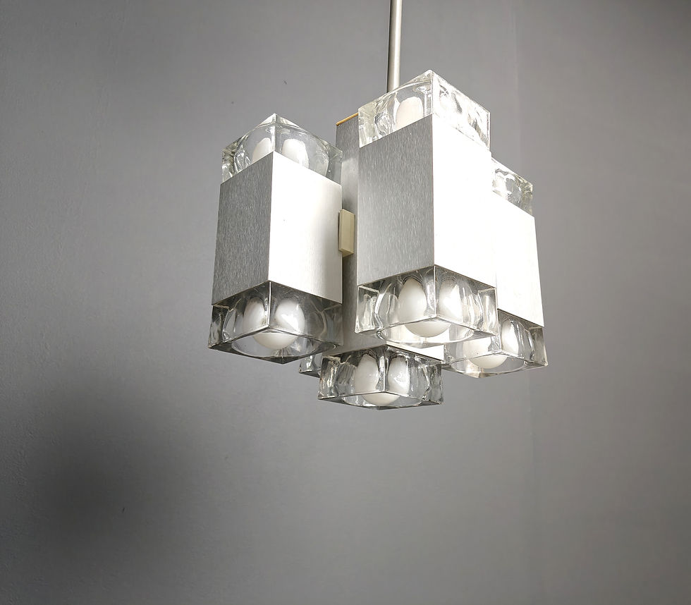 Thumbnail: Vintage italian cubic chandelier by Gaetano Sciolari, 1970s