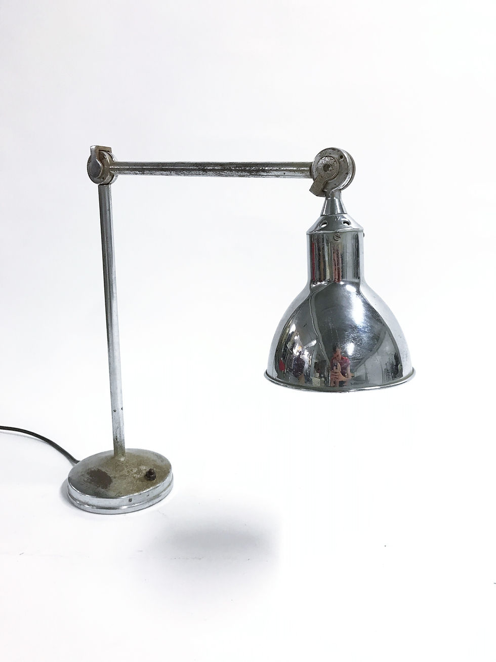 Vintage industrial chrome work light by AGI, 1930s