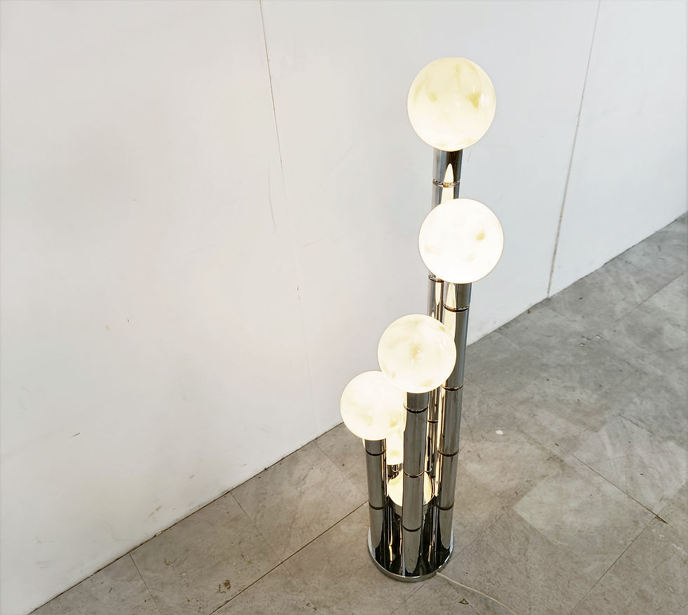 Thumbnail: Vintage chrome and glass floor lamp, 1970s