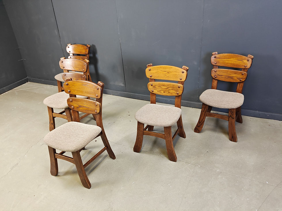 Thumbnail: Vintage brutalist dining chairs, set of 5 - 1960s