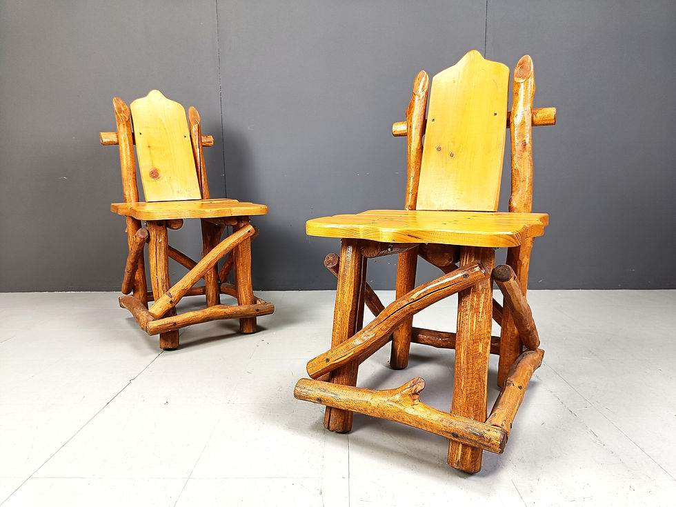 Thumbnail: Vintage brutalist dining chairs, set of 4 - 1960s