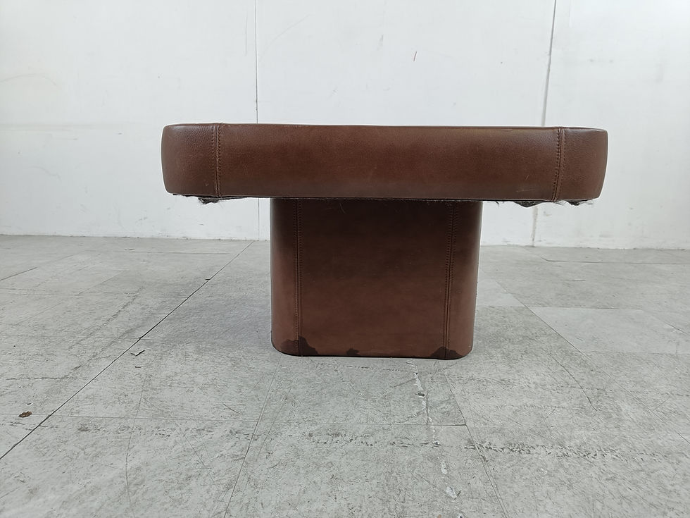 Thumbnail: Vintage leather and marble coffee table by Desede, 1970s