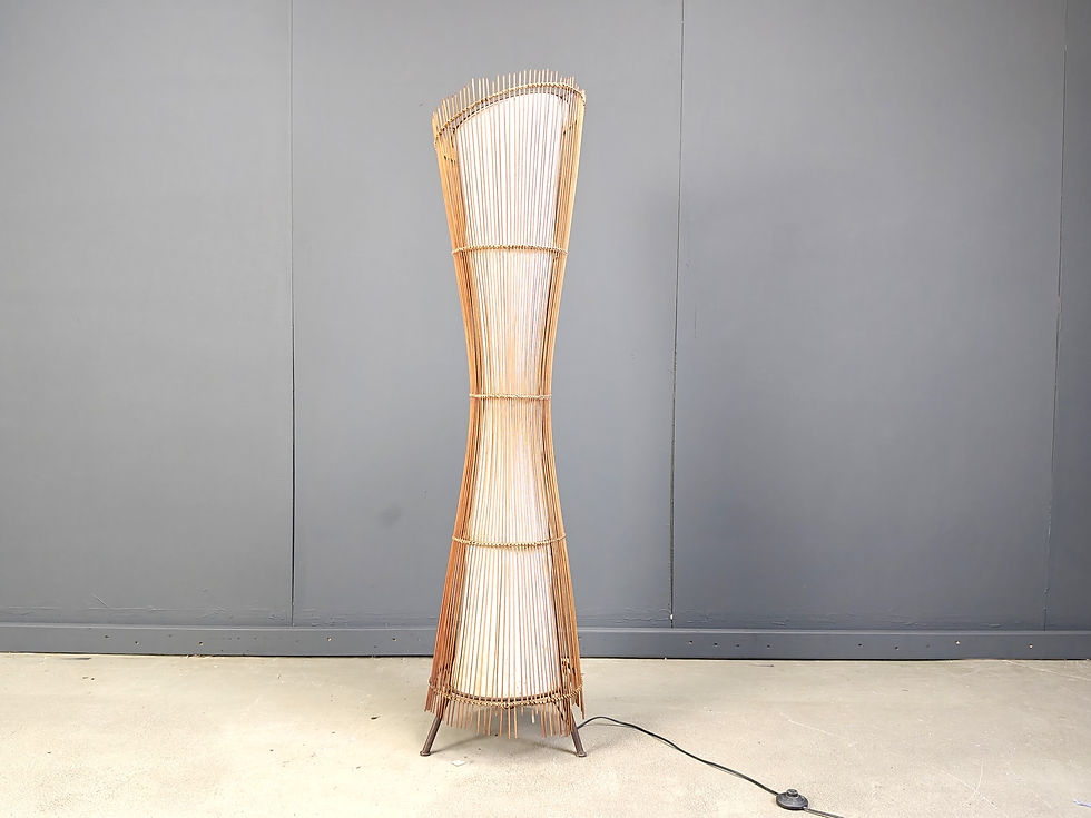 Thumbnail: Vintage italian bamboo floor lamp, 1960s