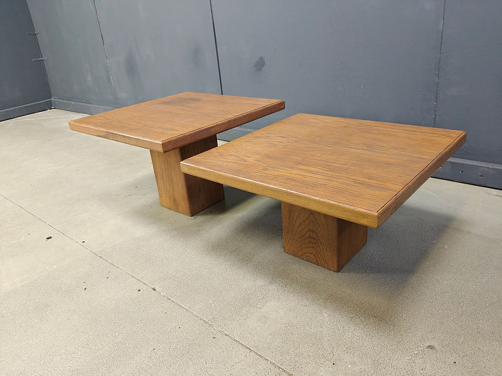Thumbnail: Pair of vintage wooden coffee or side tables, 1960s