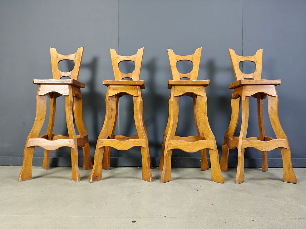 Thumbnail: Vintage brutalist bar stools, set of 4 - 1960s