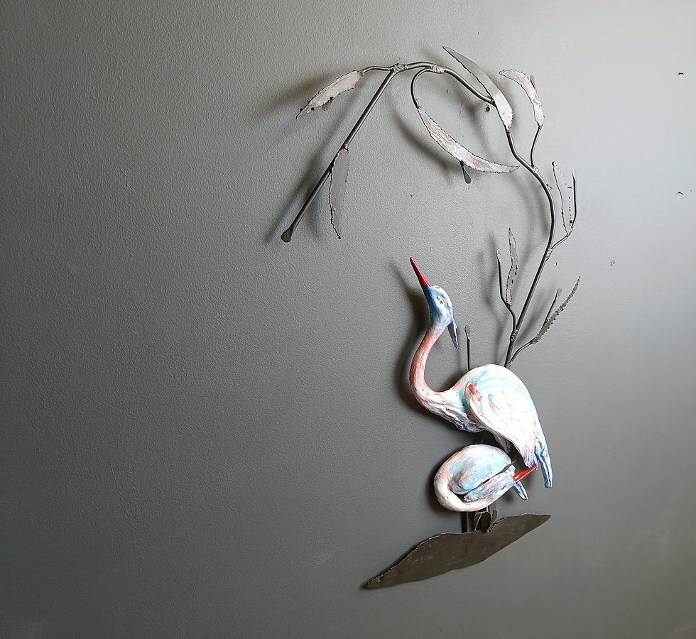 Thumbnail: Large Ceramic Héron or crane bird wall sculpture, 1970s