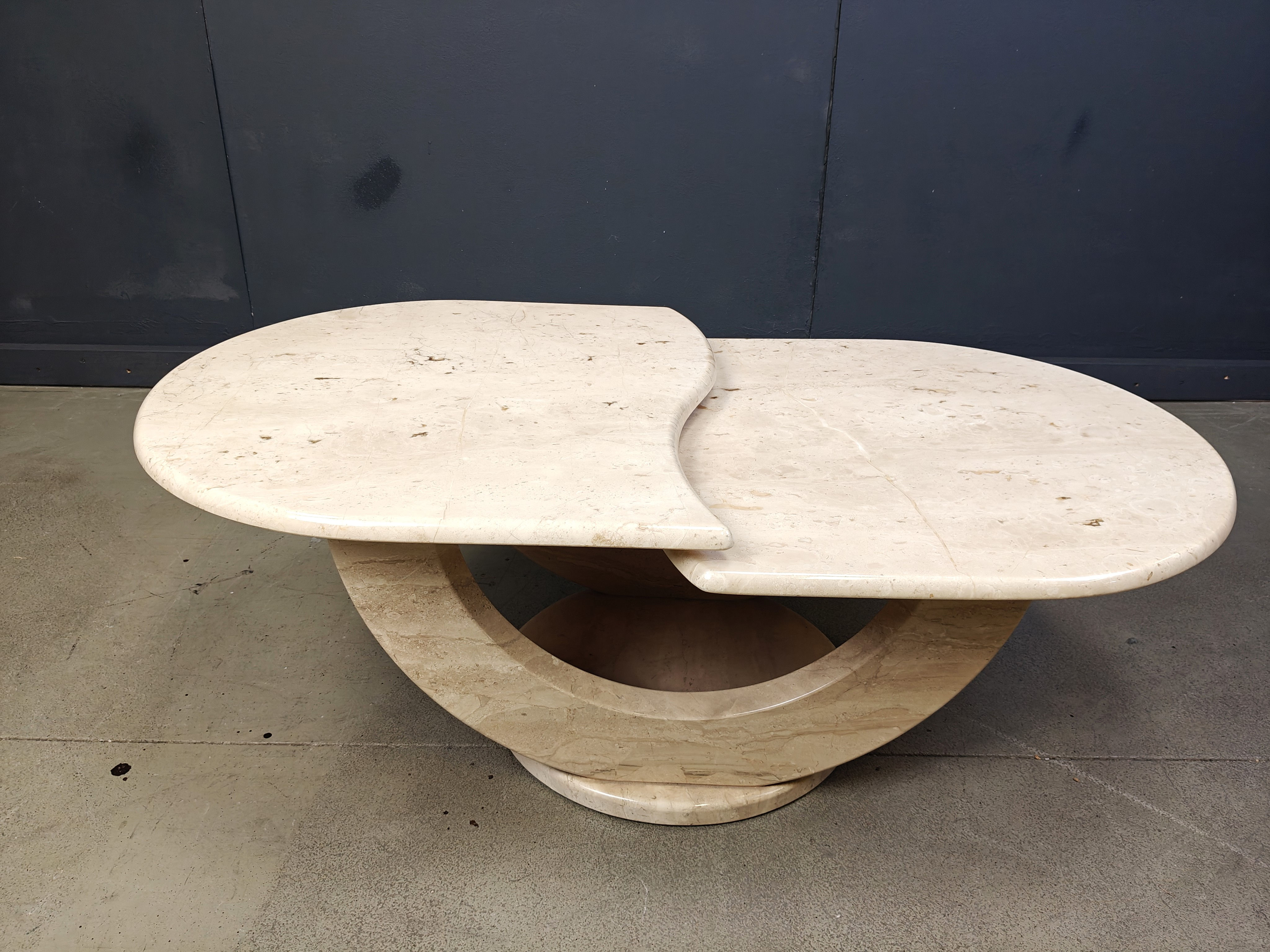 Vintage two tier travertine coffee table, 1970s