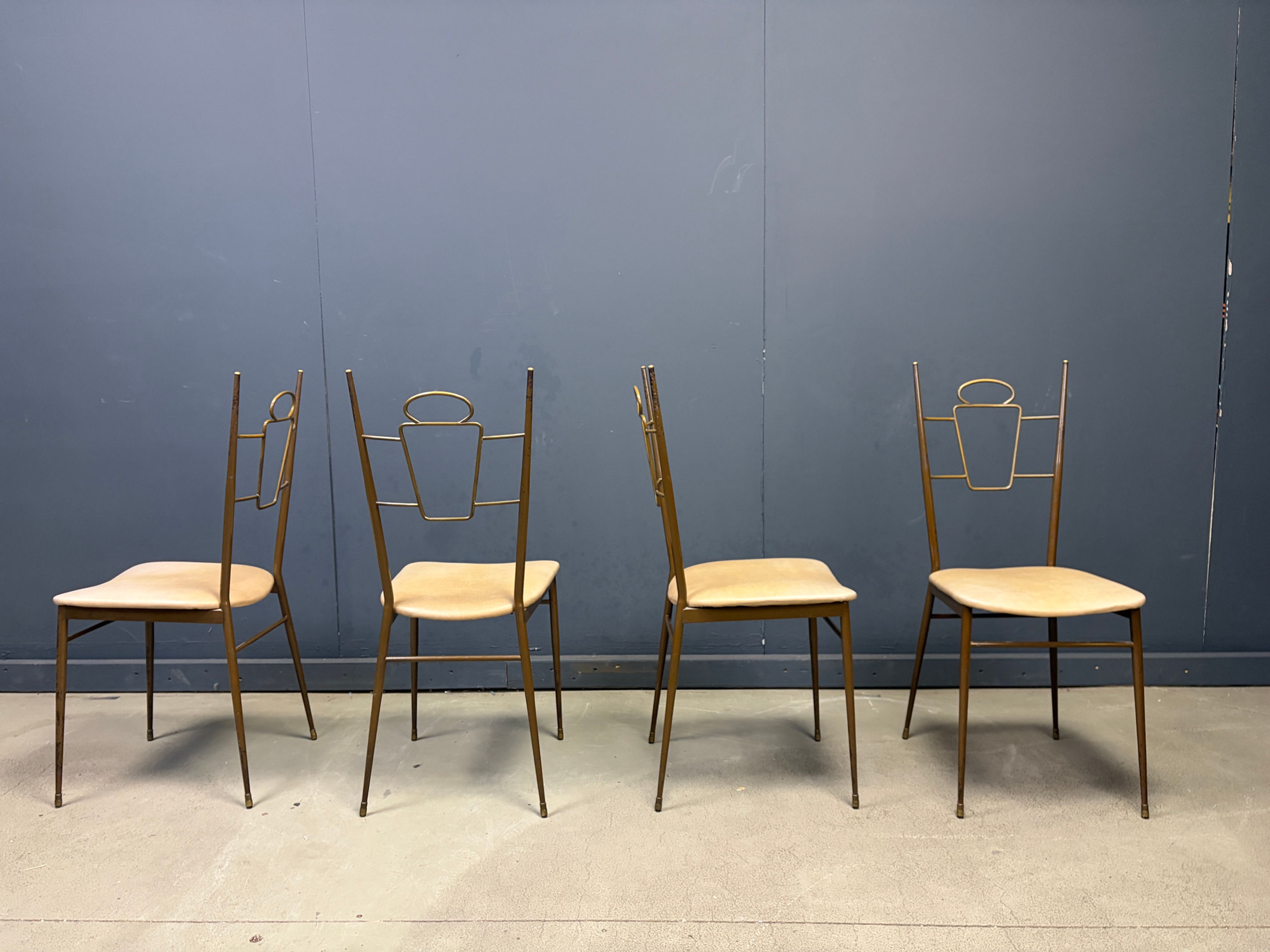 Mid century italian brass dining chairs, 1950s
