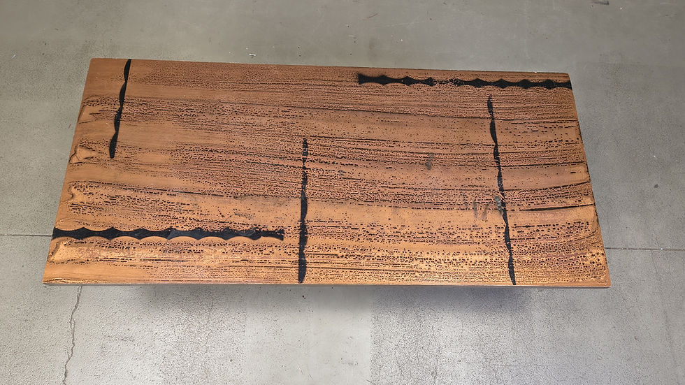 Thumbnail: Modernist copper coffee table adjustable in height, 1960s