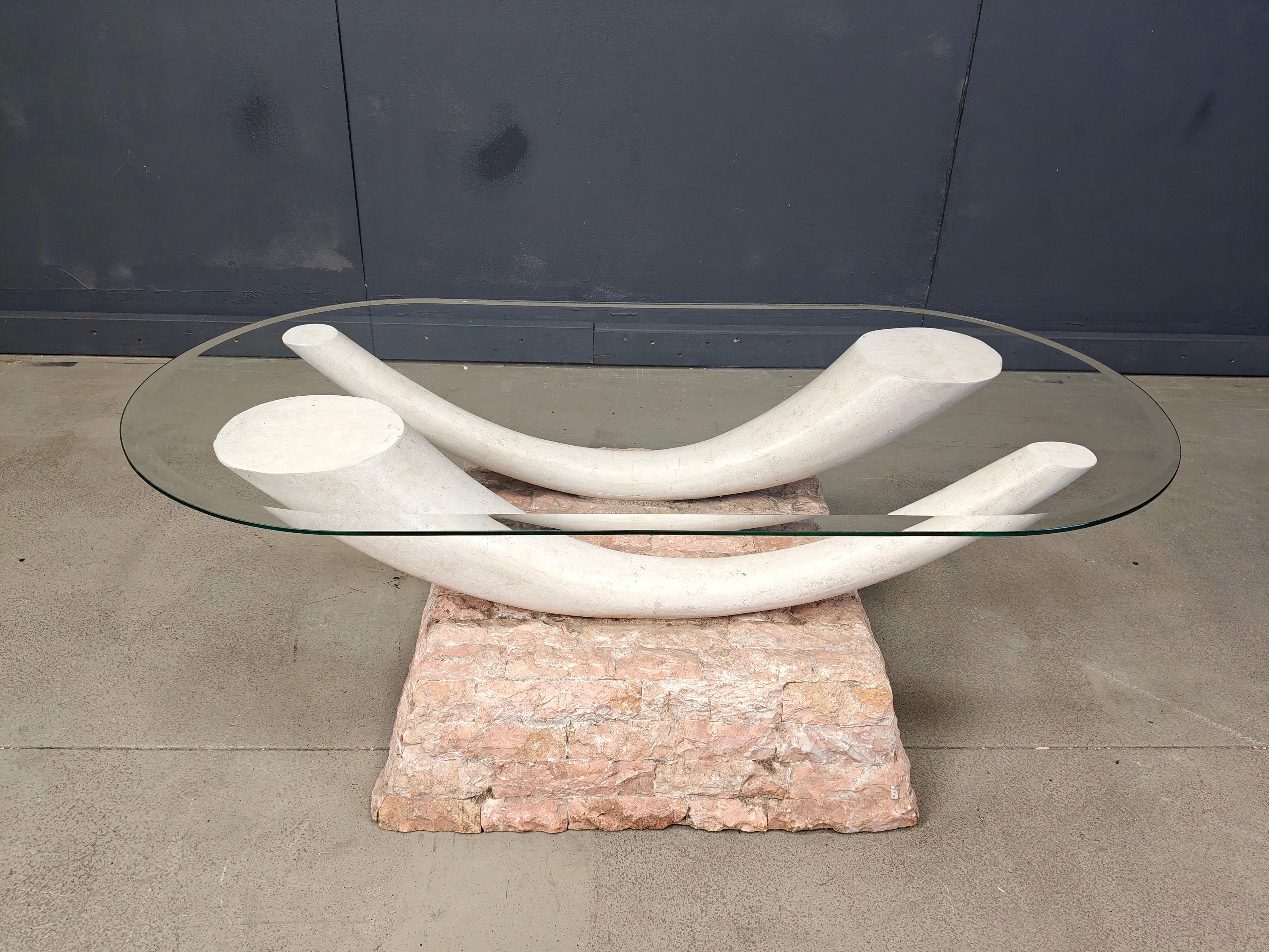 Vintage faux tusk coffee table, 1980s