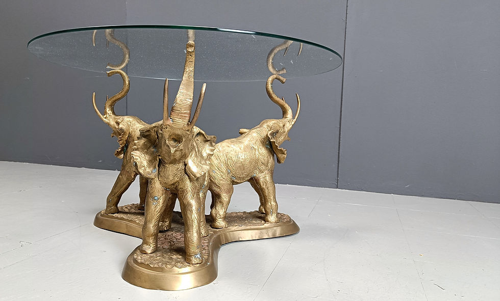Thumbnail: Vintage brass elephant coffee table, 1970s