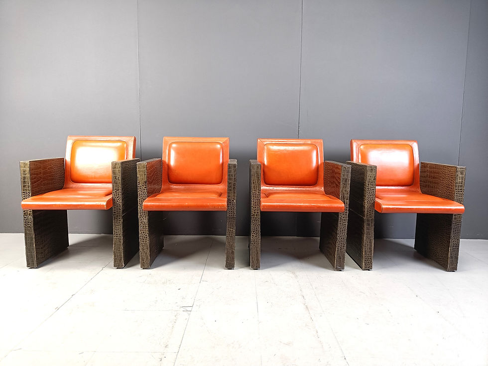 Thumbnail: Vintage french armchairs in leather by Maison Vandamme, 1970s