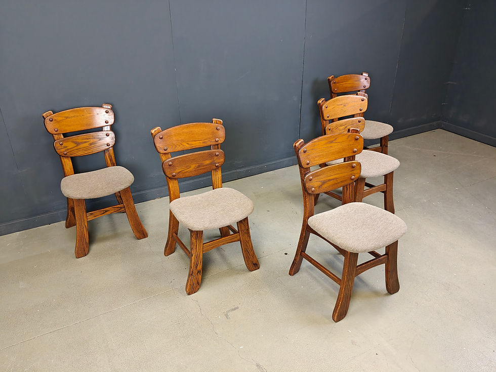 Thumbnail: Vintage brutalist dining chairs, set of 5 - 1960s
