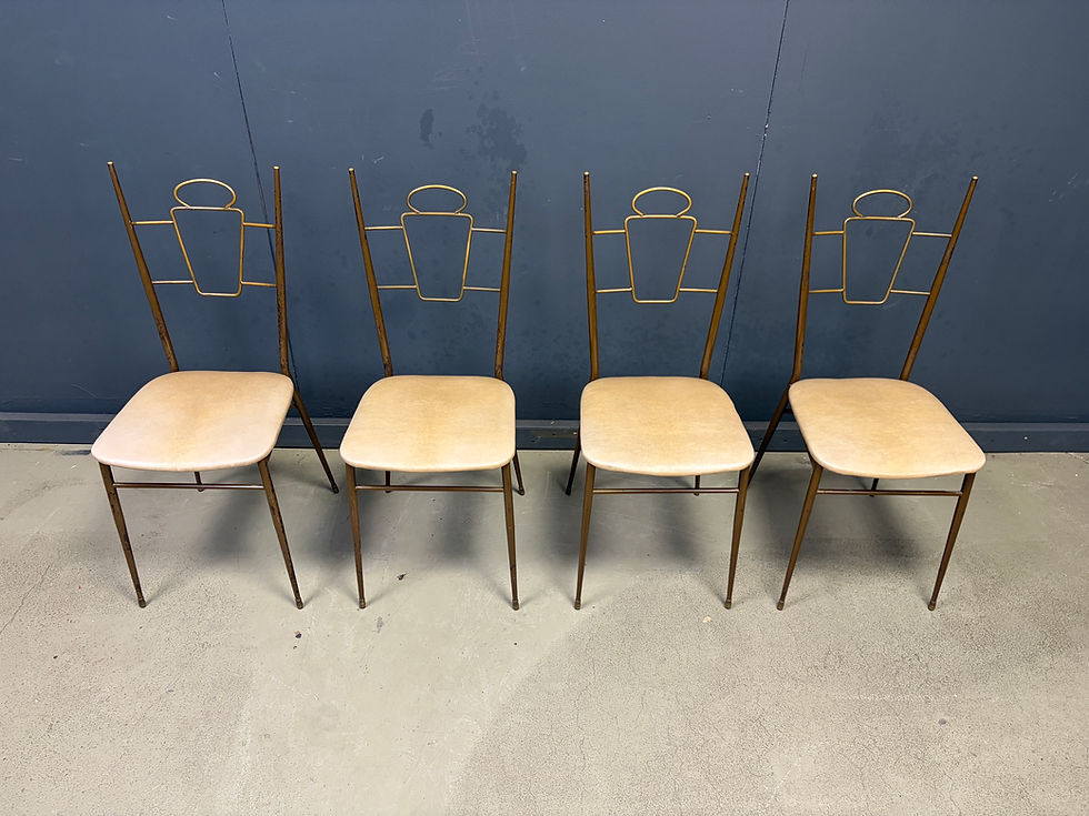 Thumbnail: Mid century italian brass dining chairs, 1950s