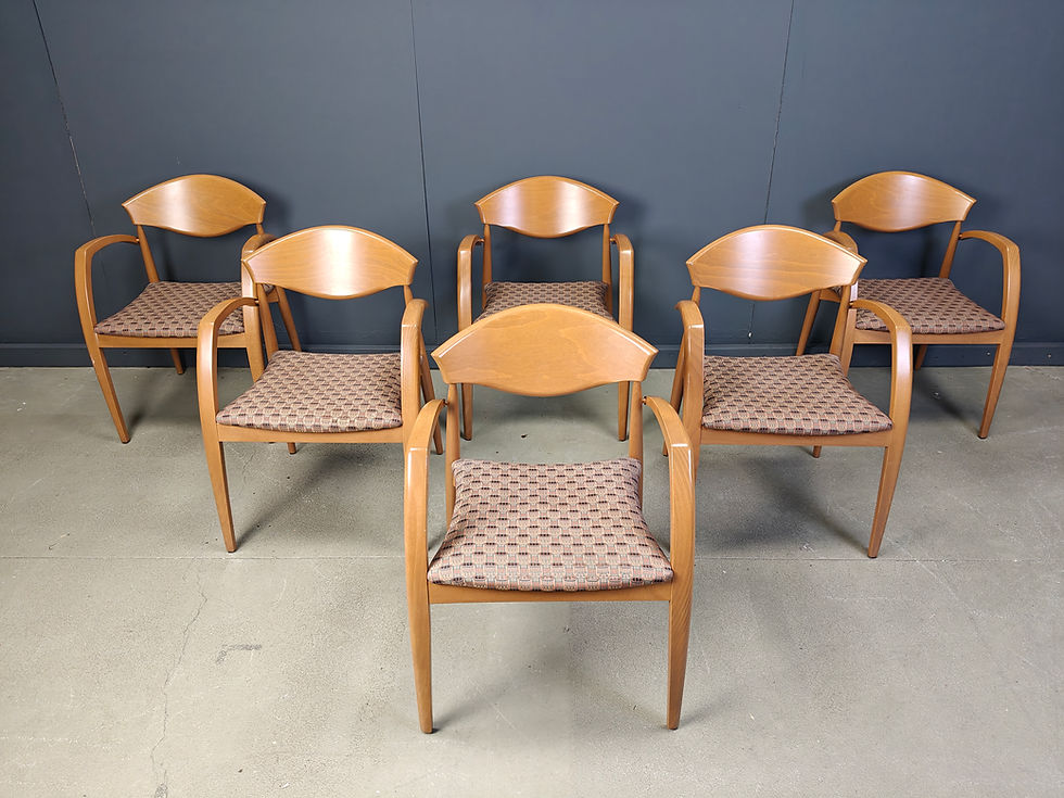 Thumbnail: Vintage spanish wooden  armchairs, 1990s set of 6