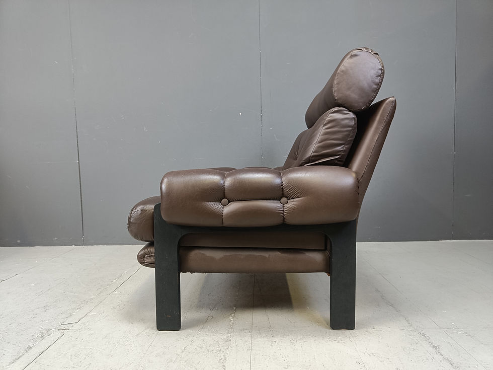 Thumbnail: Pair of leather armchairs made in Denmark, 1960s