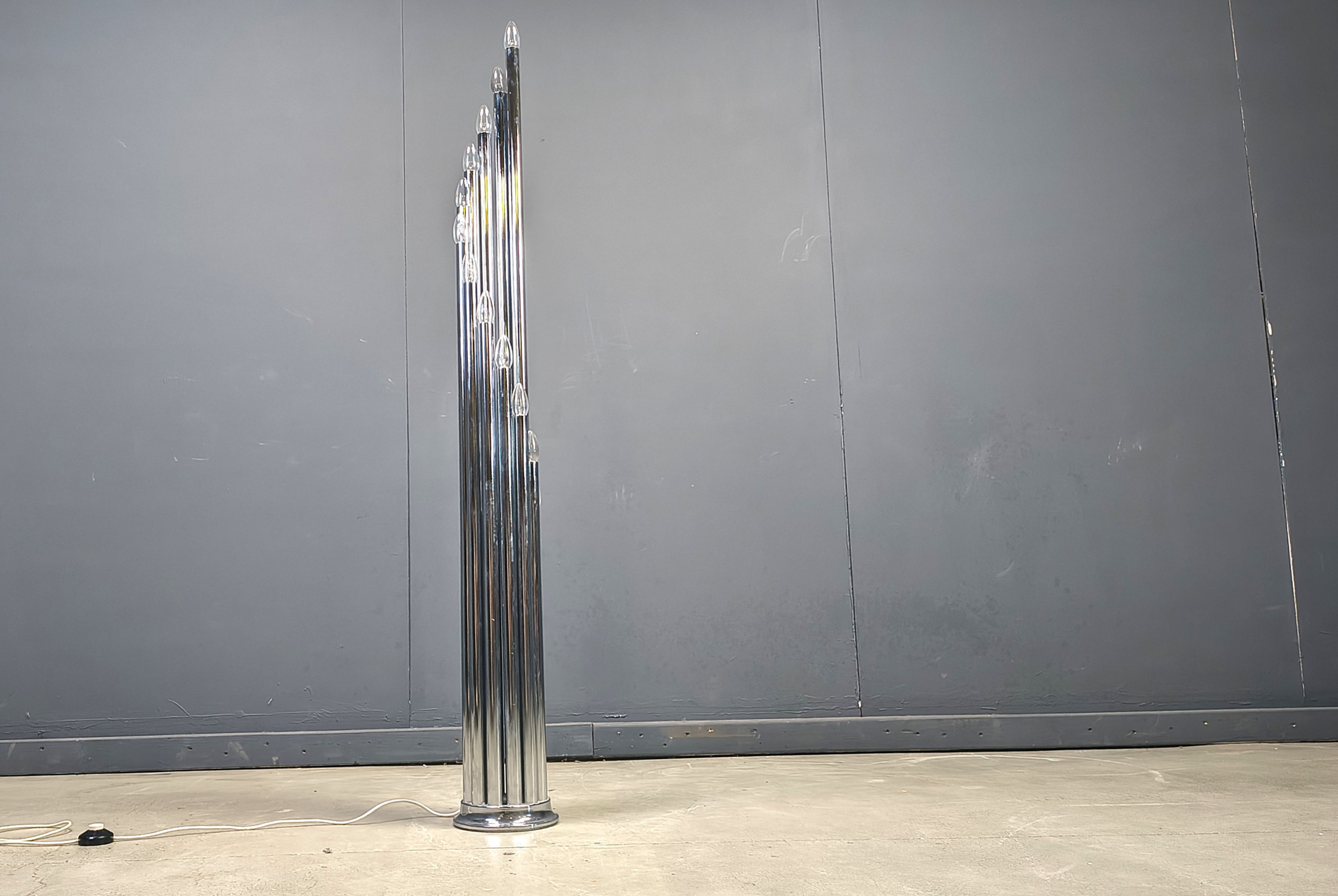 Vintage italian chrome floor lamp, 1970s