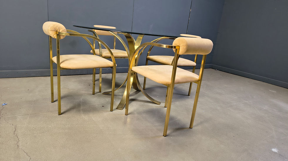 Thumbnail: Vintage brass dining set by Belgochrom, 1970s