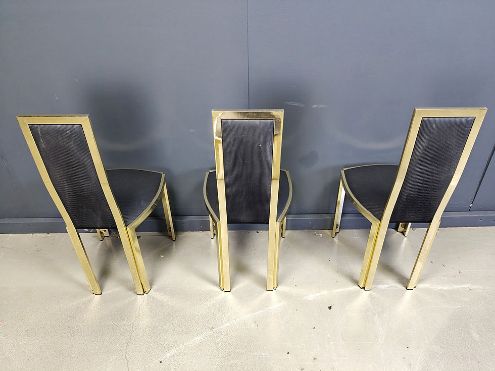 Thumbnail: Vintage French brass dining chairs, set of 6 - 1970s