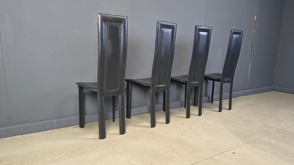 Thumbnail: Vintage black leather dining chairs, set of 4, 1980s