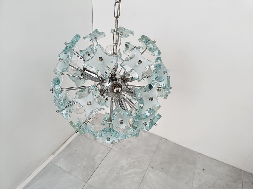 Thumbnail: Mid century glass sputnik chandelier, 1970s