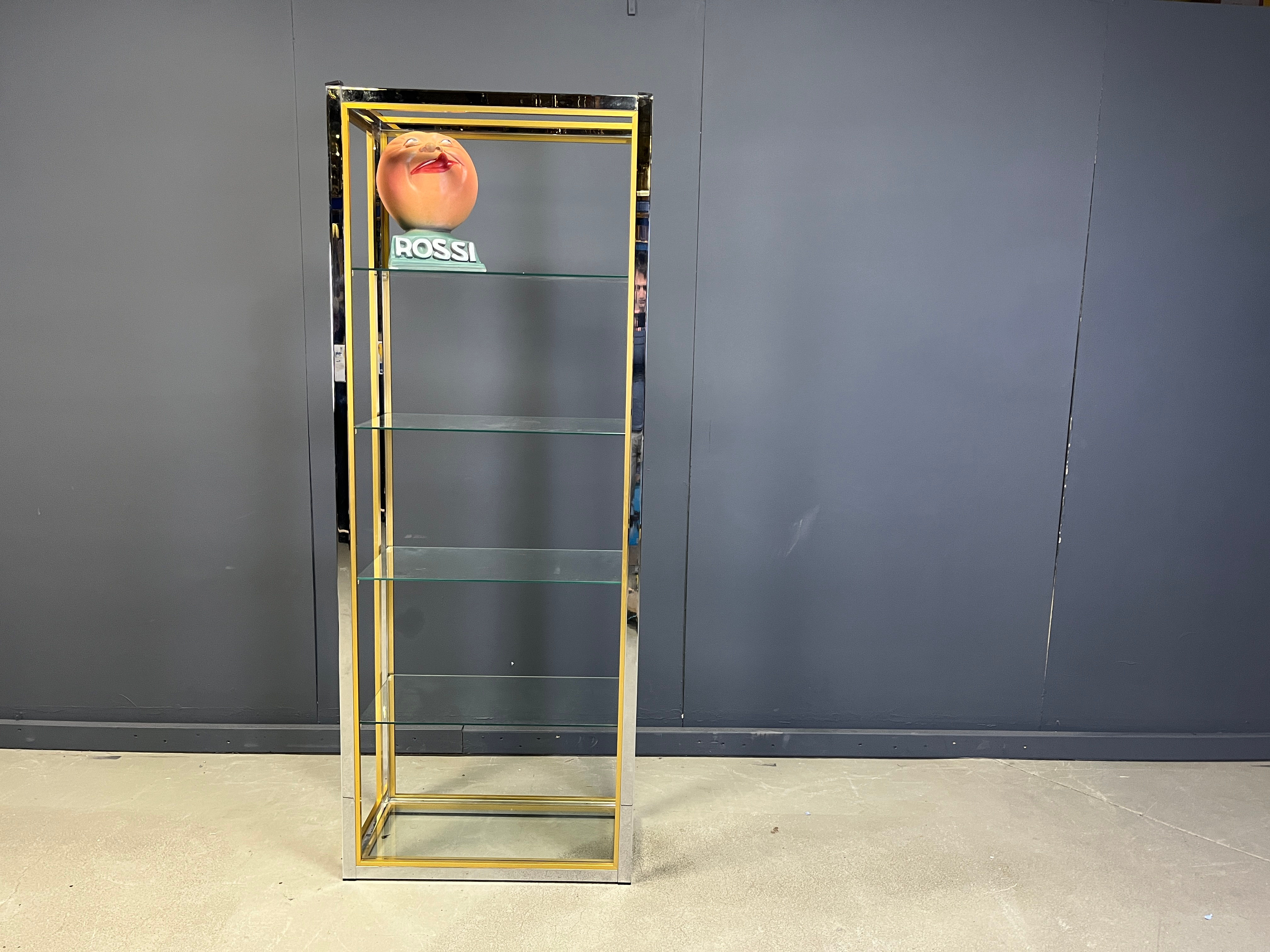 Brass and chrome shelve by Renato Zevi, 1970s