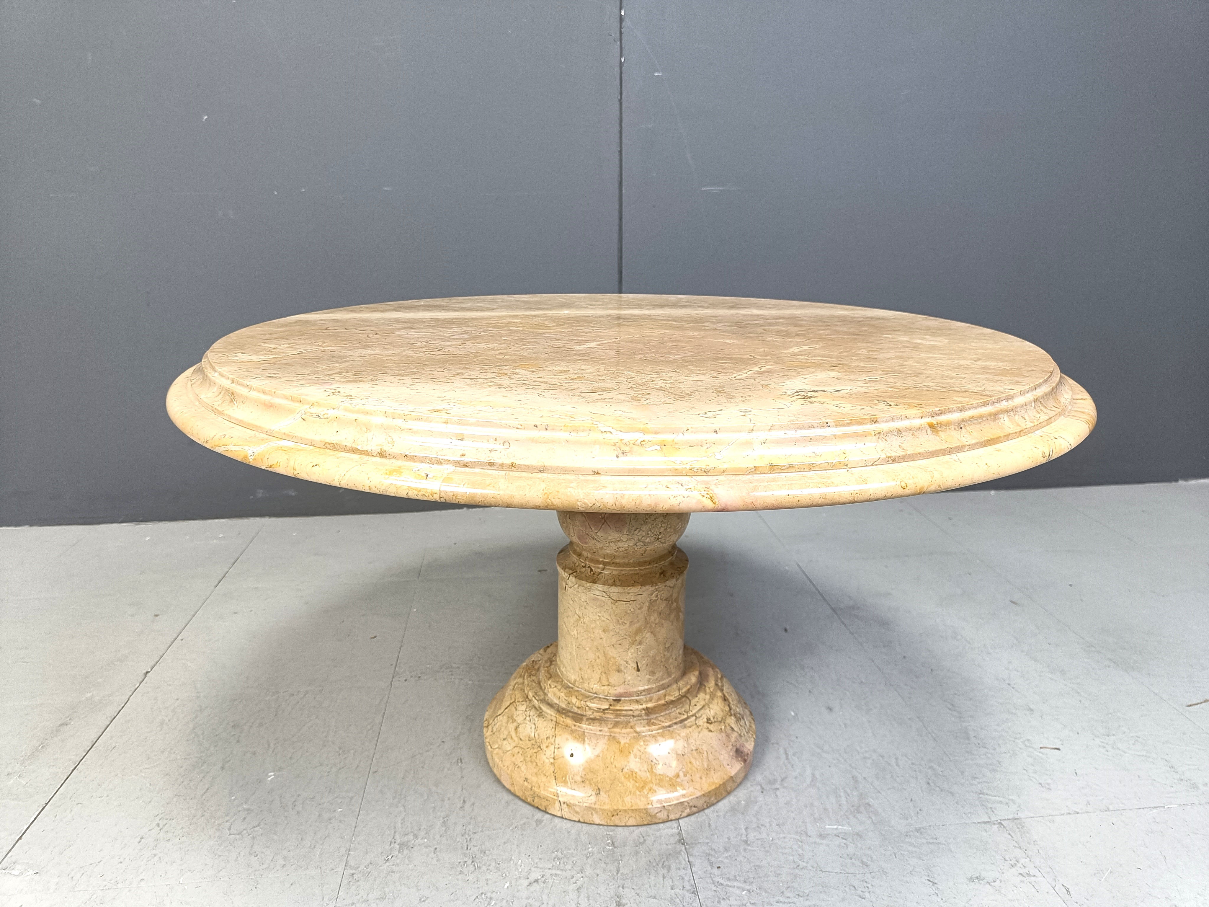 Vintage round italian marble coffee table, 1960s