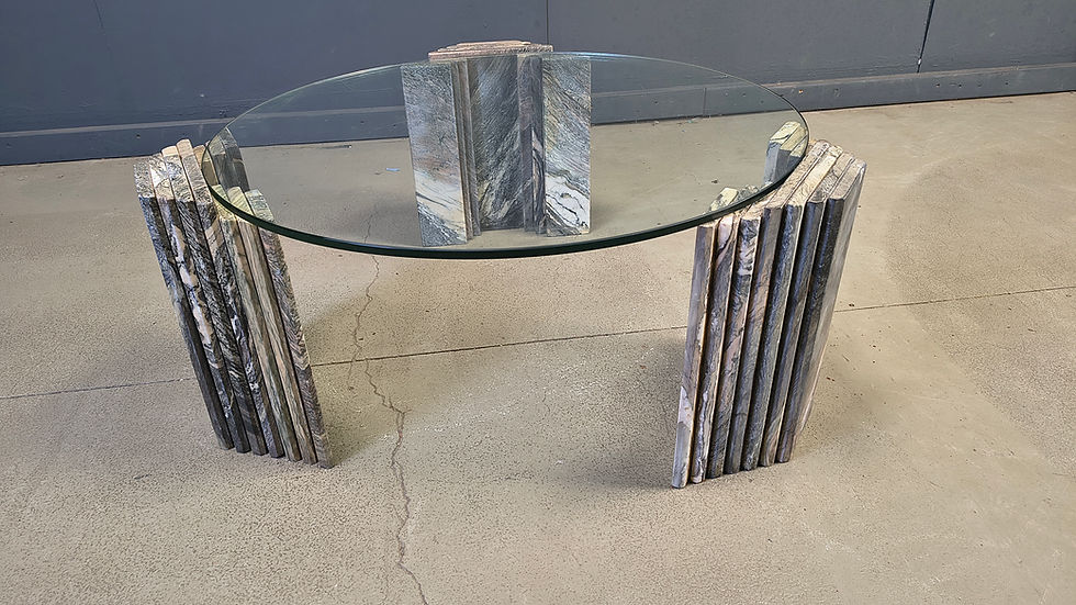 Thumbnail: Vintage italian marble and glass coffee table, 1970s