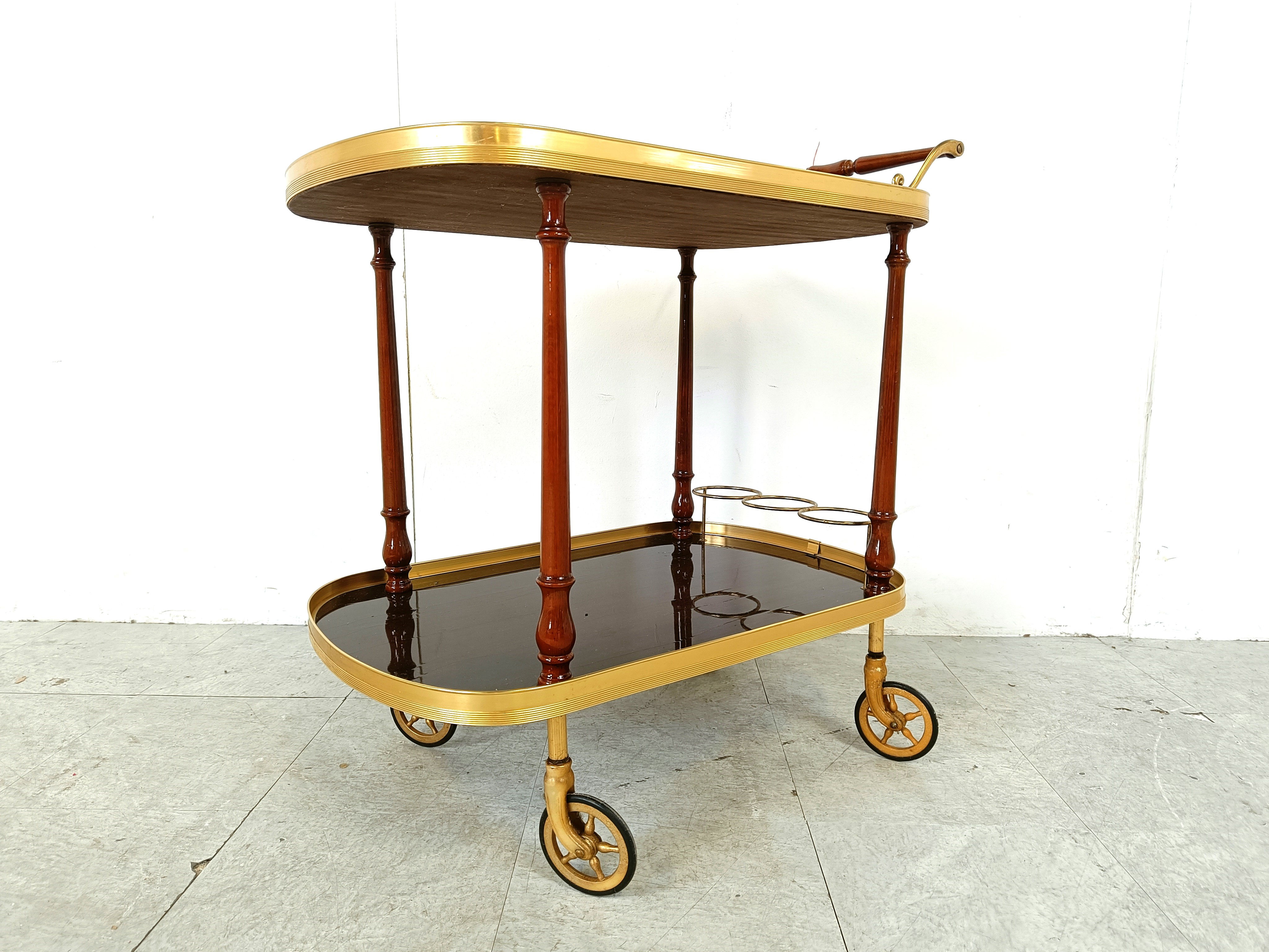 Neoclassical brass drinks trolley, 1960s