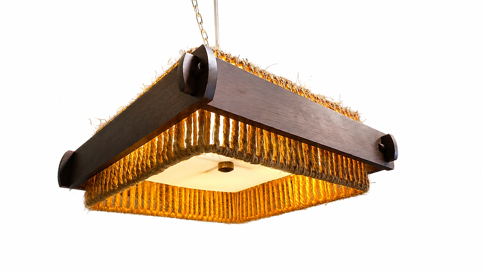 Thumbnail: Raffia Bast, Wood and Acrylic Pendant Lamp by Temde Switzerland, 1960s