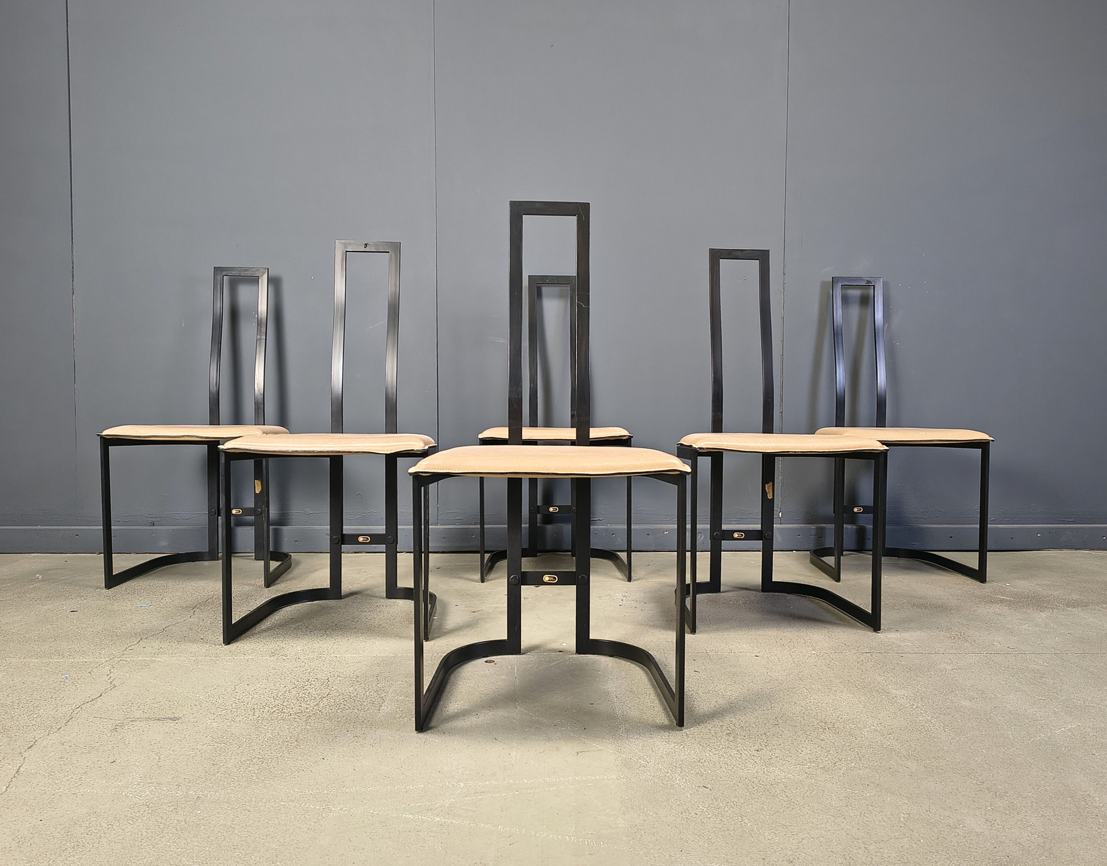 Gastone Rinaldi postmodern  Dining chairs for Thema italy, 1980s - set