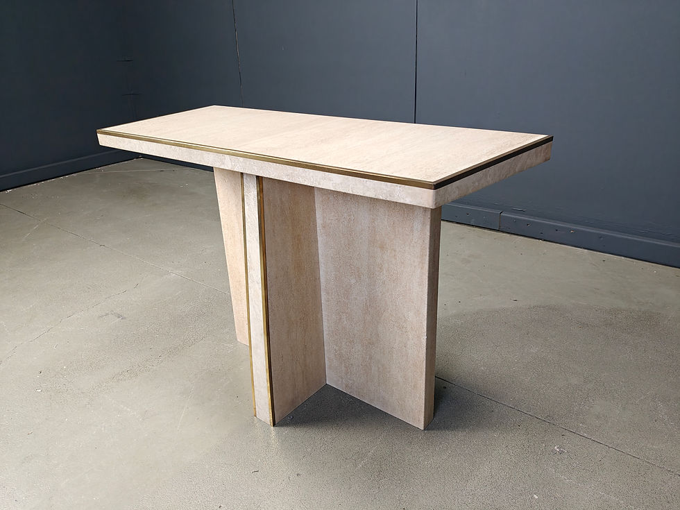 Thumbnail: Vintage travertine and brass console table, 1970s