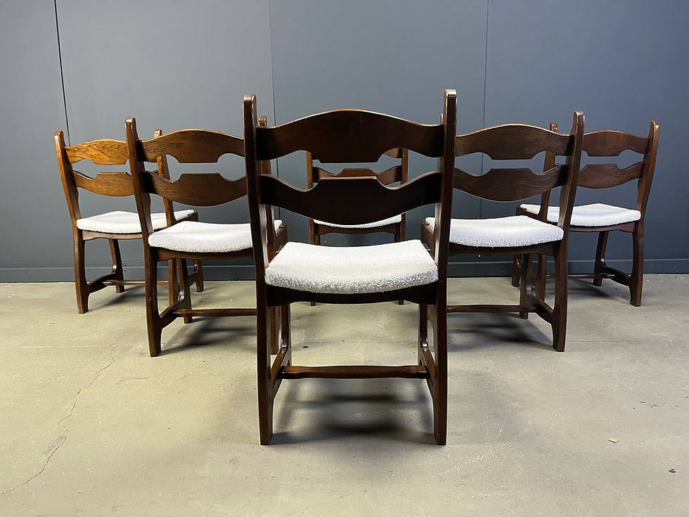 Thumbnail: Vintage brutalist dining chairs, set of 6 - 1960s
